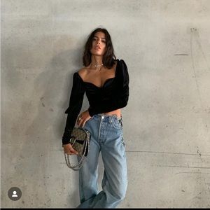 vrg grl velvet corset top long sleeve